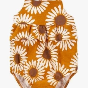Baby Girls Carter's SUNFLOWERS Sunsuit Bubble Romper Creeper Size 9 18 Month NWT